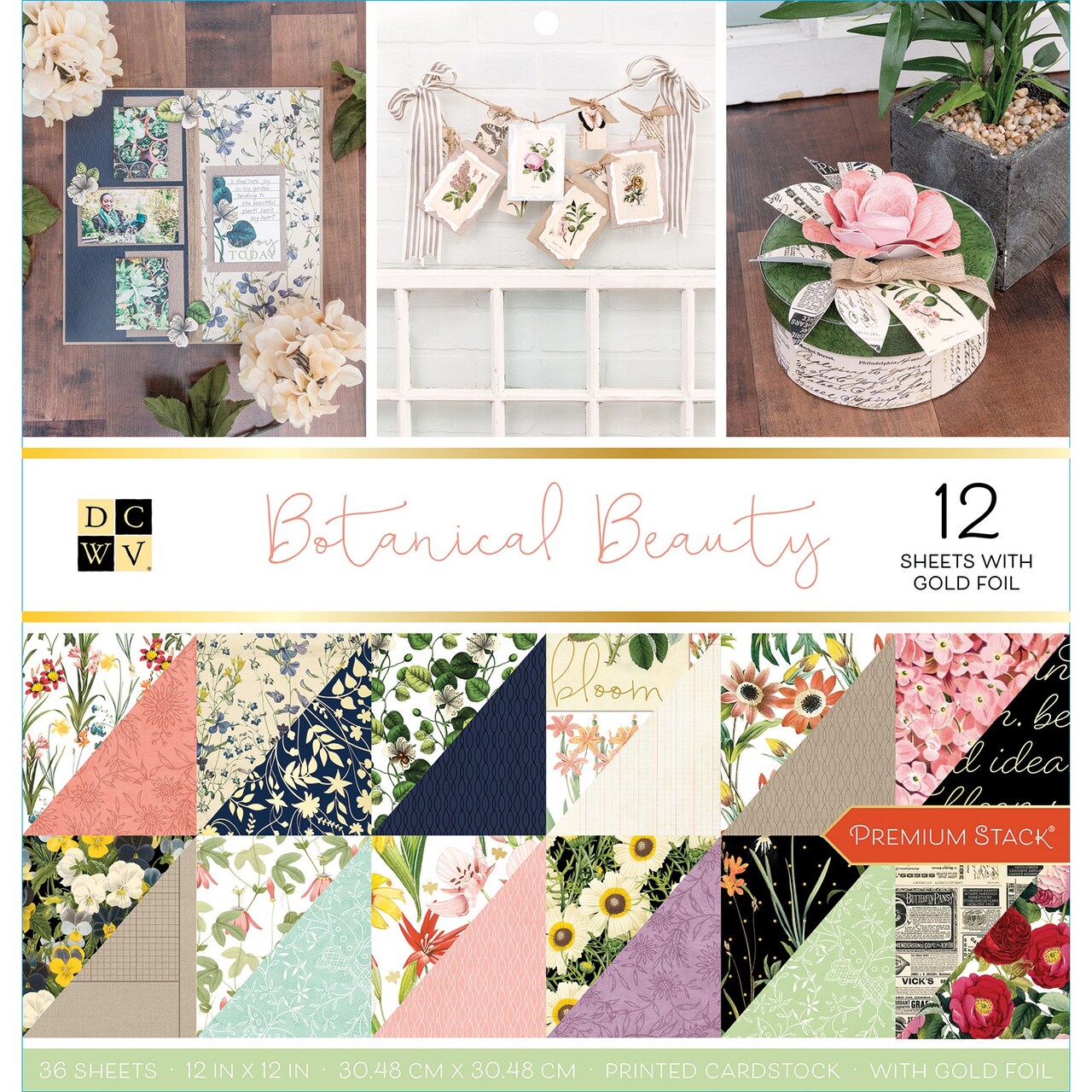 DCWV Double-Sided Cardstock Stack 12"X12" 36/Pkg-Botanical Beauty, 18 Designs/2 Each